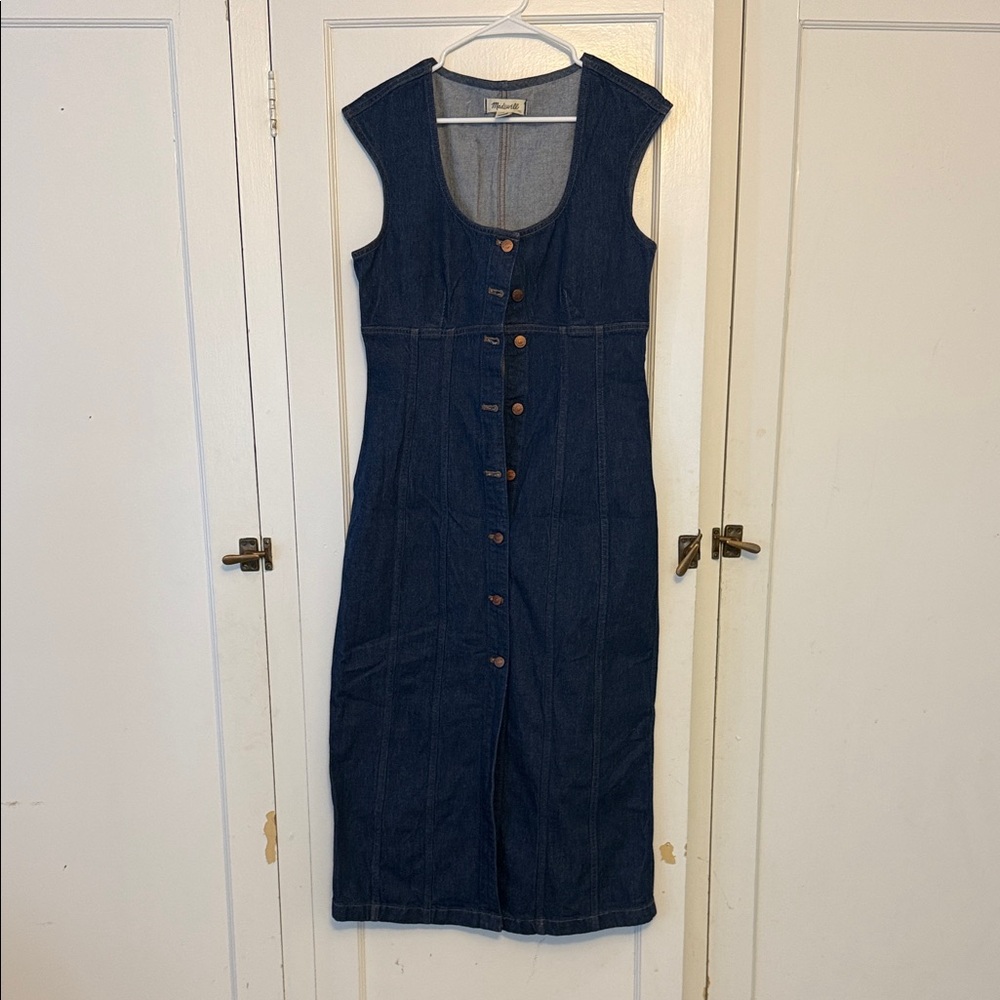 Madewell Blue Denim Button-Down Midi Dress